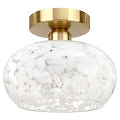 economico Lampade da soffitto-plafoniera in vetro semi-incasso plafoniera per camera da letto soggiorno corridoio cucina, moderna lampada a tamburo vicino al soffitto 110-240v