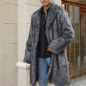abordables Manteaux &amp; vestes-Homme Manteau d&#039;hiver Veste d&#039;Hiver Manteau en fausse fourrure Extérieur Usage quotidien Chaud Poche Automne Hiver Plein Mode Vêtement de rue Revers Normal Noir Blanche Jaune Marron Gris Claire Veste