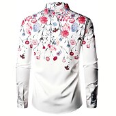 voordelige Plantenpatroon-Voor heren Bloemig Overhemd Overhemd met knopen Lange mouw Casual Buiten Straat Casual / Dagelijks Herfst winter Strijkijzer Knop Afdrukken Zwart Wit Geel