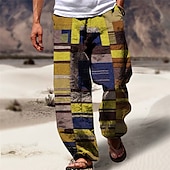 economico Pantaloni casual stampati da uomo-Banda Informale Per uomo Stampa 3D Pantaloni Esterno Strada Per uscire Poliestere Giallo Viola Arancione S M L Vita normale Elasticità Pantaloni
