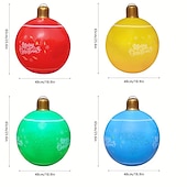 economico luci di Natale all&#039;aperto-Palla Inflabile di Natale da 24 Pollici con Luce Grandi Ornamenti Natalizi Decorazione Esterna Palla PVC Gonfiabile per Decorazioni Natalizie all&#039;aperto Palloncini Colorati per Albero di Natale