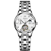 olcso Mechanikus órák-OLEVS Női Mechanikus óra Luxus Divat Üzlet Karóra Csontváz Automatikus önfelhúzós Tourbillon Fénylő ötvözet Néz
