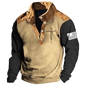 cheap Men&#039;s 3D Sweatshirts-Men&#039;s Cross Jesus National Flag Sweatshirts Sweatshirt Long Sleeve Sweatshirt Stand Collar Daily Casual Vintage Retro 3D Print Vacation Sports Outdoor Holiday Print Spring &amp;  Fall