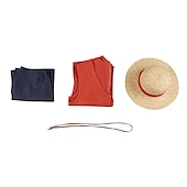 cheap Anime Costumes-One Piece Monkey D. Luffy Anime Cosplay Suits Halloween Carnival Vest Pants Hat For Men&#039;s Women&#039;s Adults&#039;