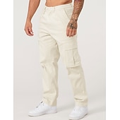 Недорогие Брюки карго-Муж. Брюки карго Брюки-карго Карман Полотняное плетение Комфорт Дышащий на открытом воздухе Повседневные На выход Мода На каждый день Черный Военно-зеленный