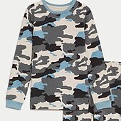 levne 3D sporty a hry pro chlapce-Chlapecké 3D maskování Sady nočního prádla Dlouhý rukáv 3D tisk Podzim Zima Aktivní Chladný Denní Polyester Děti 3-12 let Tričkový Domů Ležérní Vevnitř Běžný