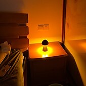 cheap Table Lamps-LED Desktop Creative Mushroom Table Lamp Three Color Rechargeable Table Lamp Bedroom bedside Night Lamp Dimmable LED Lighting Creative Home Decoration Table Lamp Unique Family Warm Gift Retro Atmosphere Lamp