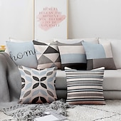 billige geometrisk stil-1 sett med 9 stk moderne putetrekk geometri serie dekorativ faux lin kaste putetrekk hjem sofa dekorativ utendørs pute til sofa sofa seng stol