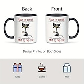 levne Šálky a hrnečky-1ks roztomilý nešťastný kočičí hrnek, dotkni se mého hrnku na kávu, plácnu tě tak tvrdě hrnek, kočičí nápoj hrnek na kávu dárek pro přítele, sestru, kočičí mámu, pijáka kávy, keramickou majitelku