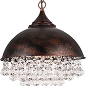 Недорогие Островные огни-Подвесная люстра с маленькими блестящими хрустальными бусинами, кованое железо, ретро-индустриальный стиль, с одной регулируемой цепочкой, черный 110-240В