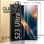 tanie Folie ochronne do telefonów Samsung-[Pakiet 2+2] Osłona ekranu + osłona obiektywu aparatu Na Samsung Galaxy S24 Ultra Plus S23 S22 S21 S20 Ultra Plus FE S10 Note 20 Ultra 10 Plus Note10 Lite Szkło hartowane Twardość 9H Anti Bubbles