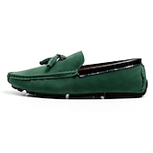 cheap Men&#039;s Slip-ons &amp; Loafers-Men&#039;s Orange and Blue Suede Driving Loafers with Tassel Detail and Non-Slip Rubber Sole - Stylish and Comfortable for Casual and Driving Wear