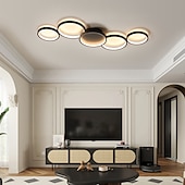 economico Lampade da soffitto-plafoniera a led design circolare 100 cm lampadario moderno a sospensione in metallo 5 teste lampada a sospensione a led plafoniera a sospensione creativa in nero per soggiorno ristorante bar 110-240v