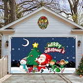 cheap Outdoor Decorations-Christmas Garage Door Banner, Indoor Outdoor Christmas Holidays, Happy Background, Decoration Cover, Christmas Happy New Year Banner, Large Door Cover, Christmas Decoration
