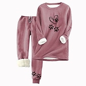 ieftine Trening pentru femei-Set de trening 2 piese pentru femei pantaloni călduroși hanorac jogging pantaloni lungi mânecă lungă gât rotund imprimeu cu litere casual zi de zi roz gri deschis gri toamnă și iarnă ajustare normală