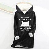 levne Mikiny a mikiny-dámská mikina mikina pulovr šerpa polyester kočka dopis ležérní sportovní potisk teplý fuzzy comfrt mikina s dlouhým rukávem top mikroelastický pad &amp;amp; zimní comfrt prodyšná měkká tkanina