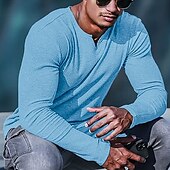 preiswerte Geripptes Strick-T-Shirt-Herren T Shirt Geripptes Strick-T-Shirt T-Shirt Langarmshirt Langarm V Ausschnitt Sommer Einfach Grubenstreifen Mode Designer Basic Stricken Urlaub Straße Ausgehen Schwarz Weiß Rosa Top T-Shirt für