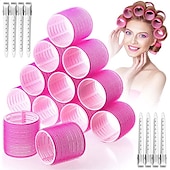 economico bigodini-Rulli bigodini jumbo da 24 pezzi con clip rullo per capelli con presa autoportante per capelli lunghi, medi, corti, spessi, sottili, frangia, volume, medicazione, rullo per capelli fai da te