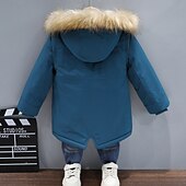 cheap Boy&#039;s Downs &amp; Puffer Jacket-Kids Boys&#039; Fleece Jacket Hoodie Jacket Outerwear Solid Color Long Sleeve Zipper Coat Outdoor Cotton Adorable Daily Yellow Pink Navy Blue Spring Fall 7-13 Years