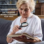 お買い得  手工具-新しいアップグレード 3x 45x ハンドヘルド拡大鏡 3 LED ライト読書虫眼鏡ジュエリー修復ツールジュエリールーペ