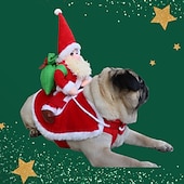 preiswerte Für Haustiere-Haustier Hund Weihnachtskostüm Santa Claus Pferdreiter lustiges Kostüm Reindeerkostüm Katzenfestival Weihnachtsgeschenk für Hunde