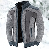 preiswerte Herren Strickjacke-Herren Strickjacke Kleid Pullover Zip Pullover Reißverschluss Pullover Jacke Fleece Pullover Gerippt Stricken Standard Tasche Strick Farbblock Ständer Warm-Ups Casual Freizeitskleidung Bekleidung