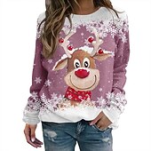 abordables Sudaderas y sudaderas con capucha divertidas-Navidad Reno Sudadera Pullover Sudadera navideña divertida Impresión 3D Estampado Gráfico Para Pareja Hombre Mujer Adulto Navidad Carnaval Mascarada Impresión 3D Fiesta Festival