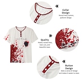 cheap Funny Words-I&#039;M Fine Mens Graphic Shirt Color Block Prints Fashion Basic Casual 3D Henley Tee Vintage Outdoor Daily Going Black Blue Red &amp; White Cotton