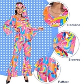 billige Antrekk-Retro / vintage 1980erne Sjokkrosa Drakter قميص Bell Bottoms bukser Hippie dukke Dame Maskerade Fest / aften Pride-parade Pride måned Voksne Topp Bukser Pannebånd