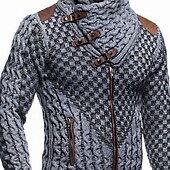 preiswerte Herren Strickjacke-Herren Strickjacke Rollkragenpulli Gerippt Stricken Standard Seitentaschen Capri Glatt Rollkragen Warm-Ups Moderne zeitgenössische Casual Freizeitskleidung Bekleidung Herbst Winter Grau S M L