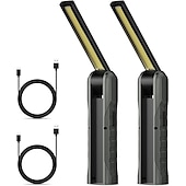 cheap Work Lights-2pcs LED Work Light Rechargeable Flashlight Mechanic Lights with Magnetic Base, Tool Gifts for Dad Men 4 Modes Bright Inspection Torch Light for Car Repair, Garage, Emergency, BBQ and Camping