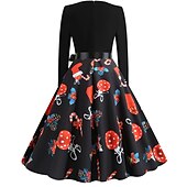 abordables Robe de fête de Noël-père Noël Robe de Noël Robe De Noël Fantaisie Femme Noël Nouvel an la veille de Noël 1950s Noël Adulte Soirée Noël Réveillon du nouvel an Robe