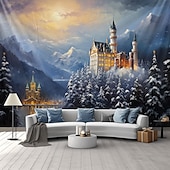 baratos tapeçaria de paisagem-castelo das maravilhas branco tapeçaria pendurada arte de parede grande tapeçaria mural decoração fotografia pano de fundo cobertor cortina casa quarto sala de estar decoração