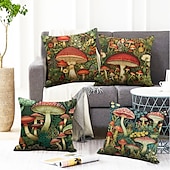abordables Style Vintage-Housse de coussin double face, taie d&#039;oreiller carrée décorative douce en forme de champignon fantaisie, pour chambre à coucher, salon, canapé, chaise, 1 pièce
