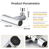 economico Accessori per rubinetti-accessorio rubinetto a cascata, rubinetto da cucina a cascata rubinetto universale da cucina per bagno multifunzione 4 in 1 filtro testa spruzzatore girevole a 360 gradi