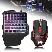 cheap Keyboards-Mini Colorful RGB Backlit One-Handed Gaming Keyboard Game Comfortable Left Hand Game Keypad and Mouse for LOL CS PC PS4 Xbox Gamer