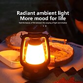cheap Landscape Lights-New Retro Lamp Tri-Color Led Stepless Dimming Light Source Portable Hanging Solar Charging USB Camping Outdoor Lighting 1PC