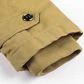 cheap Sport Jacket-Men&#039;s Winter Jacket Winter Coat Work Jacket Outdoor Street Windproof Warm Drawstring Winter Solid Colored Fashion Keep Warm Stand Collar Regular Cotton Fleece Black Army Green Khaki Jacket