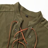 billiga grundläggande t-shirts-Herr Henleytröja T-tröja Långärmad tröja Långärmad Henley Sommar Färgblock Mode Designer Grundläggande Spetsknuten Semester Gata Utekväll Mörkgrå Svart Blå Topp t-shirt för män