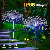 economico Luci paesaggistiche-1 confezione di fuochi d&#039;artificio decorativi natalizi a 8 funzioni ad energia solare, luce da prato montata a pavimento, matrimonio festivo, lampada decorativa impermeabile per esterni di Halloween