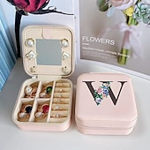 cheap Travel Bags-1PC Jewelry Box Waterproof Portable Mini Wearable leatherette PU(Polyurethane) PU Leather For Women&#039;s Casual Portable