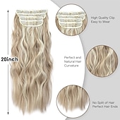 preiswerte Clip-in-Erweiterungen-Synthetische Erweiterungen Clips Synthetische Haare Lang Haar-Verlängerung Einclipsen 4 Stück Weich Hitze Resistent Flauschige Damen