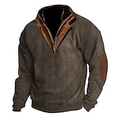 abordables Sudaderas Básicas_-Hombre Sudadera Albaricoque Azul Marino Marrón Café Verde claro Cuello Mao Bloque de color Retazos Deporte Diario Festivos Pana Vintage Ropa de calle Básico Otoño invierno Ropa Sudaderas con capucha
