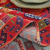 cheap Tablecloth-Rectangle Tablecloth Vintage Floral  Jacquard Table Cloths with Tassels Cotton Linen Table Covers for Dinner Parties Outdoor Decoration