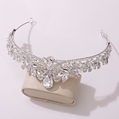 זול אביזרי עיצוב שיער-כתר טיארה רצועות אביזר לשיער אבן נוצצת סגסוגת חתונה קוקטייל פאר אלגנטית עם פרטים מקריסטל כיסוי ראש כיסוי ראש