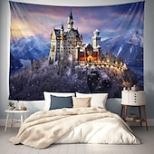 baratos tapeçaria de paisagem-castelo das maravilhas branco tapeçaria pendurada arte de parede grande tapeçaria mural decoração fotografia pano de fundo cobertor cortina casa quarto sala de estar decoração