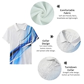 baratos Polo Geométrico Masculino-Homens Geométrica Camisas Polo Camisa de golfe Manga Curta Camisas polo Camisas de colarinho Business casual Roupas de férias Traje formal Roupas para festivais Botões Impressão 3D Amarelo Claro