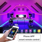 baratos Controlo Remoto-Luzes de tira de LED de 30 m para quarto – luzes de tira permanentes RGB com controle remoto e aplicativo para decoração de festas em ambientes e em casa