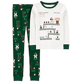 voordelige Kerstsets voor kinderen-Kerstmis Jongens 3D Kerstman Eland Pyjamaset Lange mouw 3D-afdrukken Herfst Winter Actief Stoer Dagelijks Polyester Kinderen 3-12 jaar Strakke ronde hals Huis Causaal Voor Binnen Normale pasvorm