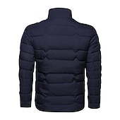 billiga Herrdunjackor och -parkas-Herr Vinterkappa Vinterjacka Pufferjacka Dragkedja Ficka Polyester Ficka Kontor &amp; Karriär Datum Ledigt / vardag Normal Mode Ledigt Vindtät Håller värmen Vinter Slät Svart Marinblå Grå Pufferjacka